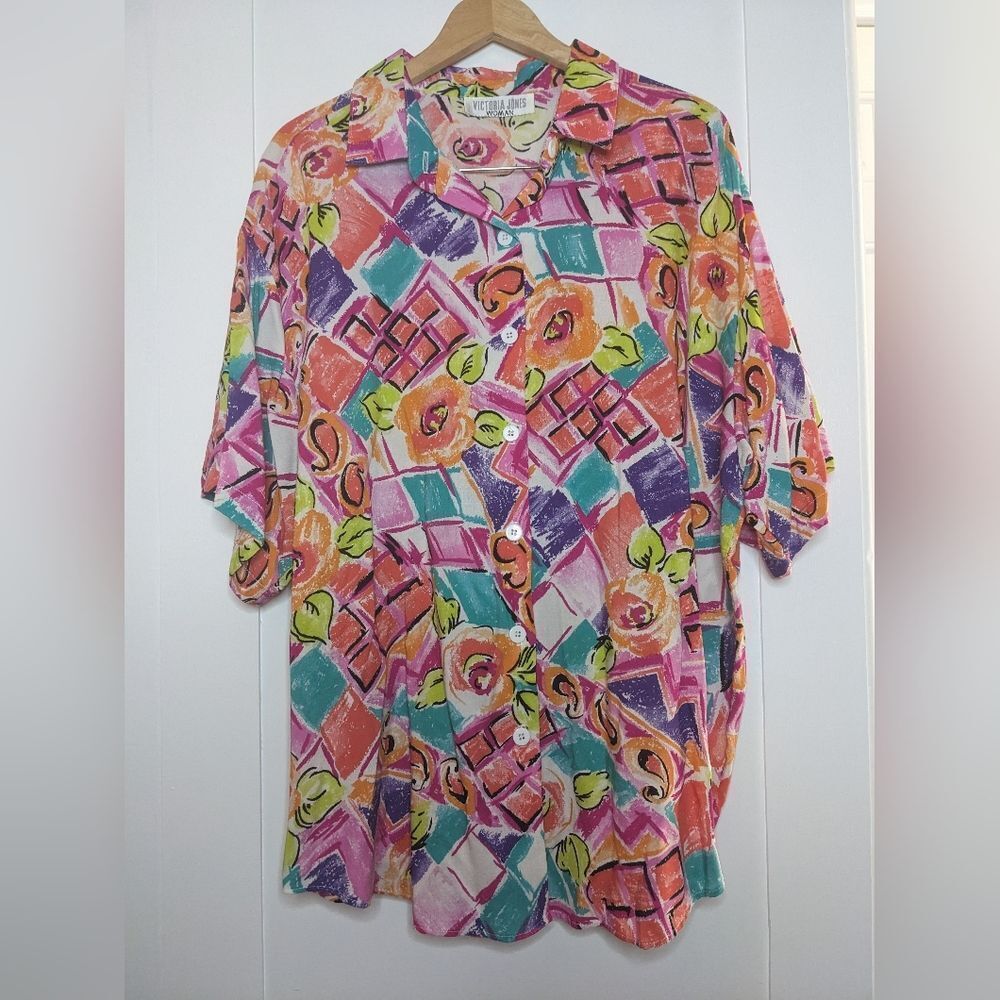 Vintage Pink Multi-Color Button Down Shirt